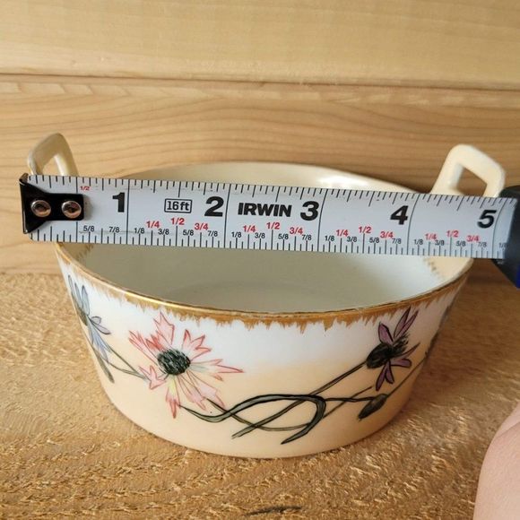 Antique Tressemann Vogt Handpainted gold and flowery bowl 5 inches incredible! - Picture 2 of 12